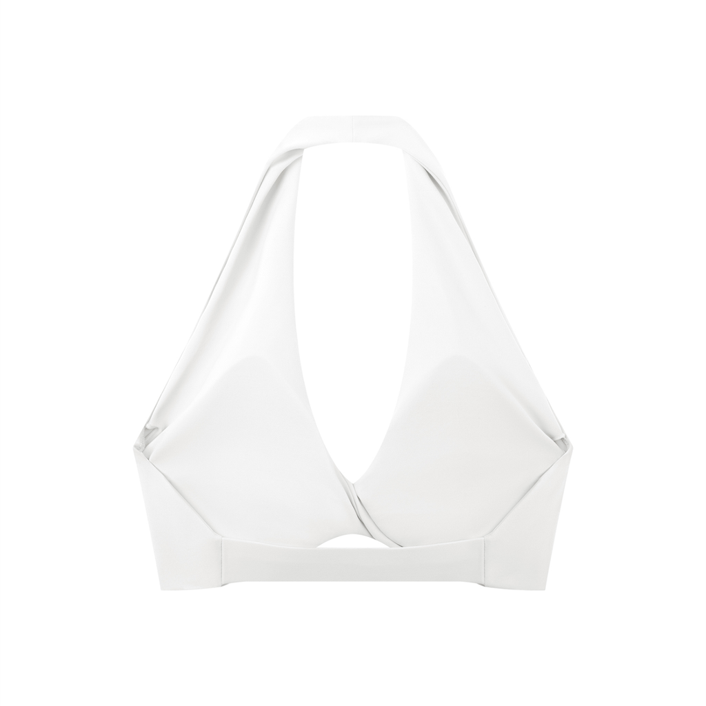 AC Pleated Halter Sports Bra - White/Pink