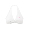 AC Pleated Halter Sports Bra - White/Pink