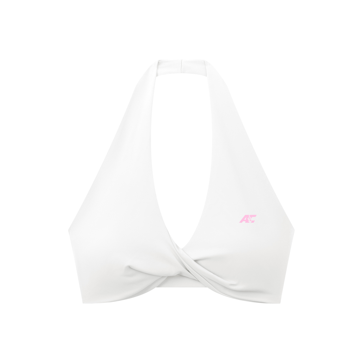 AC Pleated Halter Sports Bra - White/Pink