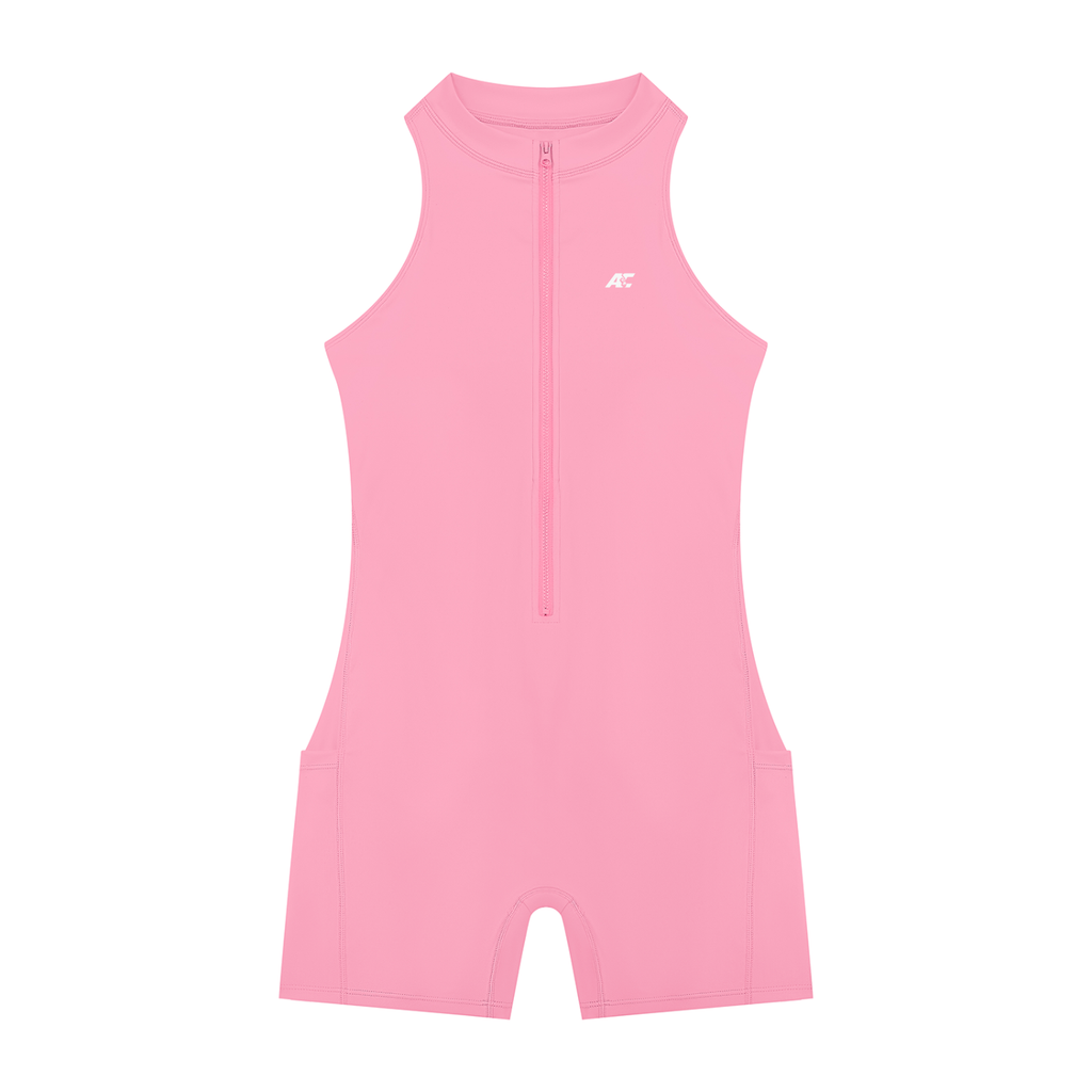 AC Quarter-Zip Backless Romper