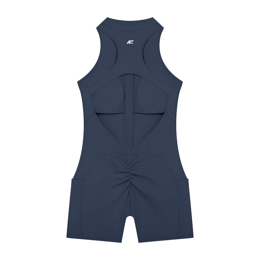 AC Quarter-Zip Backless Romper