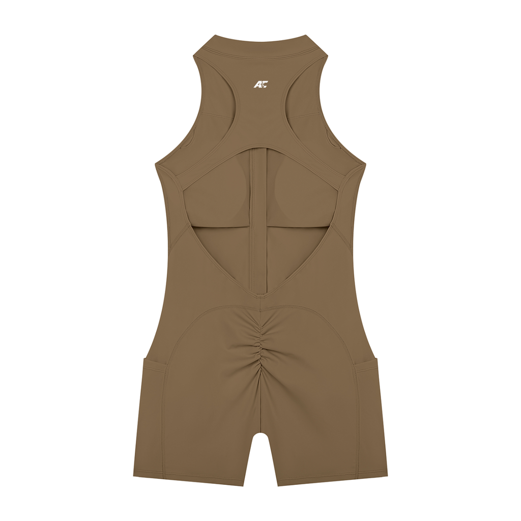 AC Quarter-Zip Backless Romper
